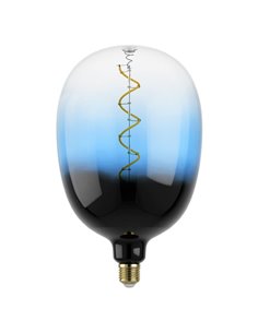 Lâmpada LED decorativa grande, T180 regulável, azul e preta 4W 2700K E27, filamento espiral