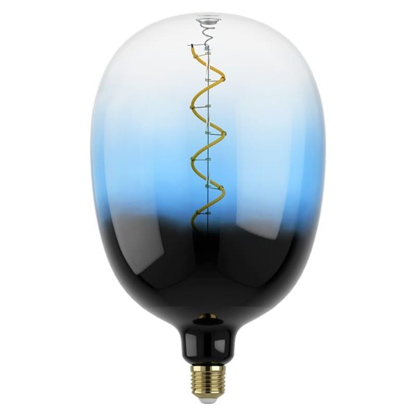 Grande ampoule LED décorative, T180 dimmable, bleue et noire 4W 2700K E27, filament spirale