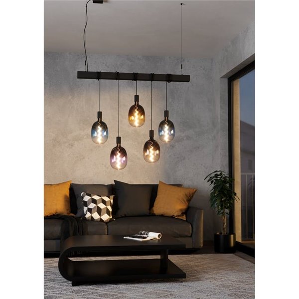 Bombilla LED de gran tamaño decorativa, T180 regulable, azul y negro 4W 2700K E27, de filamento en espiral