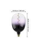 Bombilla LED de gran tamaño decorativa T180 regulable, morado y negro 4W 2700K E27, de filamento en espiral