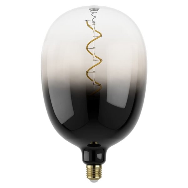 Bombilla LED de gran tamaño decorativa T180 regulable, smoky: gris y negro 4W 2700K E27, de filamento en espiral