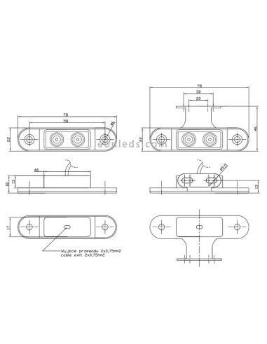 Feu de position ou d'encombrement LED clair avec support ou sans support 12V 24V Fristom FT-015 K LED | Éclairage LeonLeds