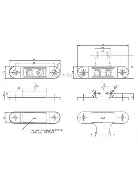 Piloto de posición o Galibo LED transparente con soporte o sin soporte 12V 24V Fristom FT-015 K LED | LeonLeds Iluminación