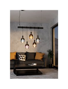 Bombilla LED de gran tamaño decorativa T180 regulable, smoky: gris y negro 4W 2700K E27, de filamento en espiral 2
