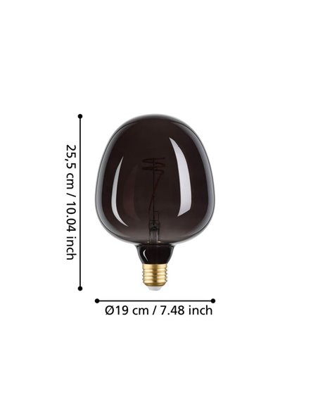 Bombilla LED decorativa grande, G190 Negra 4W 2000K E27 con filamento