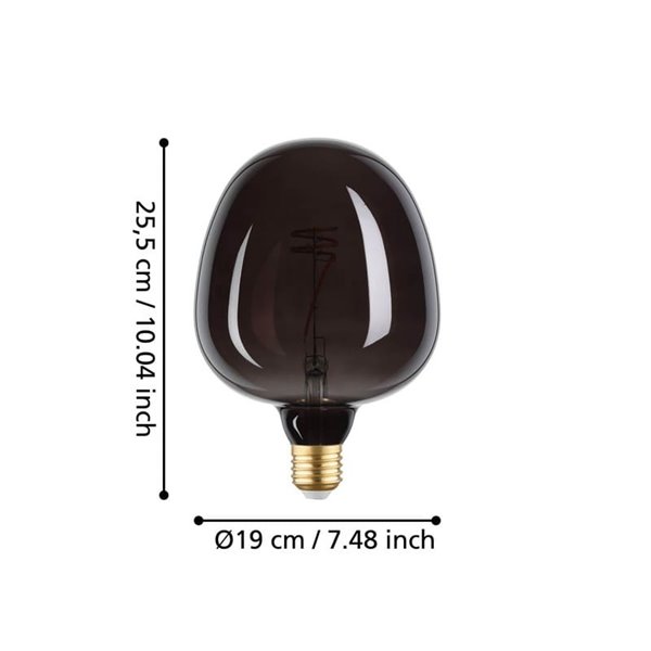 Grande ampoule LED décorative, G190 Noir 4W 2000K E27 à filament