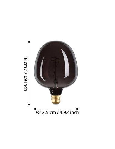 Ampoule LED décorative, G125 Noir 4W 2000K E27 à filament