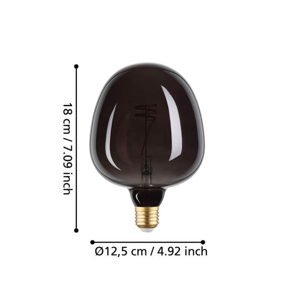 Bombilla LED decorativa, G125 Negra 4W 2000K E27 con filamento
