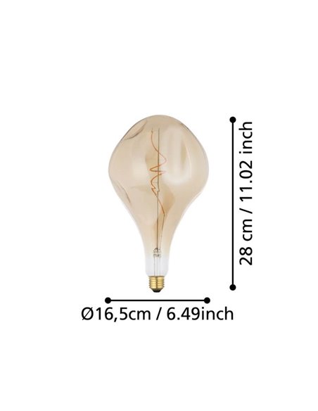 Bombilla LED D165 Ámbar 4W 2700K E27 | Decorativa de Gran Tamaño