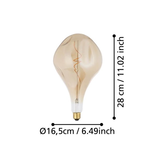 Bombilla LED D165 Ámbar 4W 2700K E27 | Decorativa de Gran Tamaño