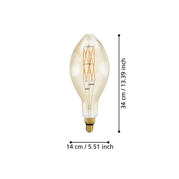 Bombilla LED decorativa E140 Ámbar 8W 2100K E27, de filamento