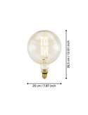 Bombilla LED redonda big size G200, Ámbar 8W 2100K E27 | Decorativa con filamento