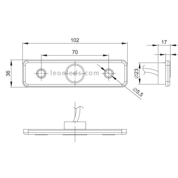 Veilleuse avant ou arrière LED et réfléchissante avec support Fristom FT004 Rectangulaire LED | leonleds