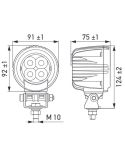 Medidas Faro de Trabajo LED redondo HELLA R2100 con optica campo ancho 12V-24V 2100lm IP67 1G0 357 109-101 Hella