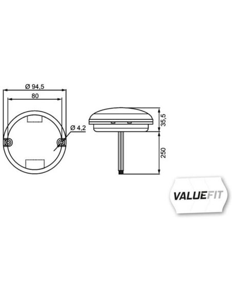 Medidas Piloto LED intermitente redondo para Frontal, Lateral o Trasera ECE R6 12V-24V Homologado 2BA 357.028-021