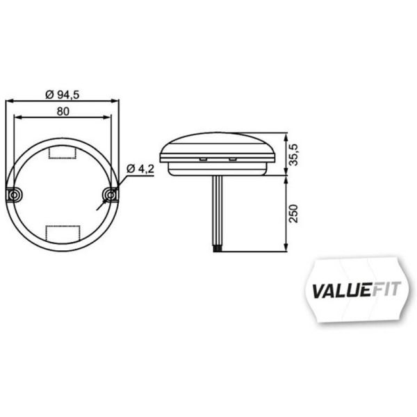 Medidas Piloto piscante LED redondo para dianteiro, lateral ou traseiro ECE R6 12V-24V aprovado 2BA 357.028-021