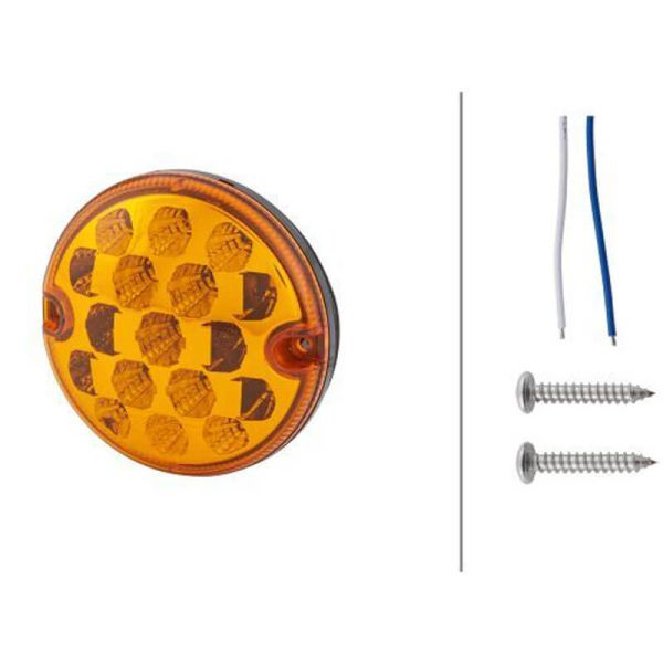 Feu clignotant LED rond pour avant, latéral ou arrière ECE R6 12V-24V Homologué 2BA 357.028-021