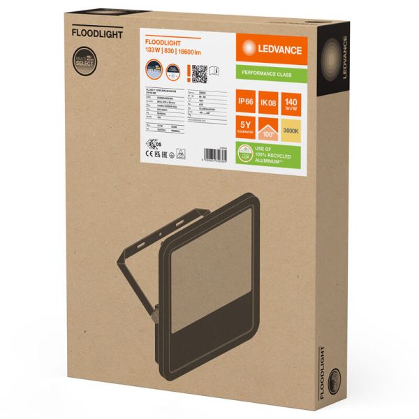 Holofote LED Preto Externo 133W - 200 - 20.000Lm IP66 Ledvance Gen4 Holofote 200 FL 200 P 133W 20KLM 3000K