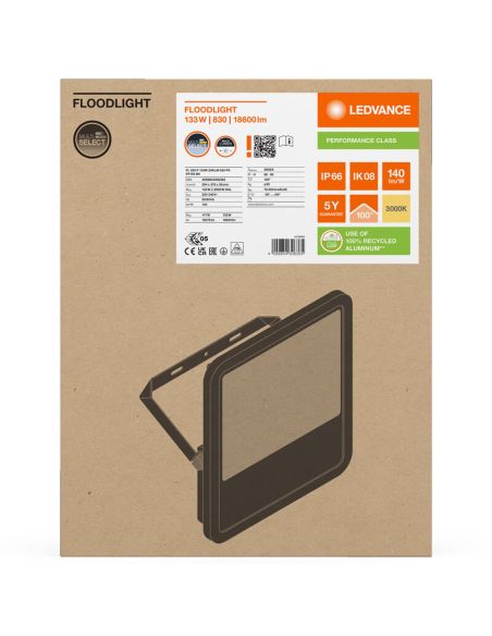 Holofote LED Preto Externo 133W - 200 - 20.000Lm IP66 Ledvance Gen4 Holofote 200 FL 200 P 133W 20KLM 3000K