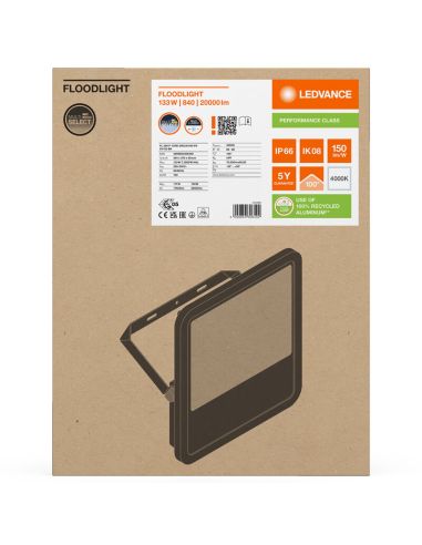 Proyector LED Negro Exterior 133W - 200 - 20,000Lm IP66 Ledvance Gen4 Floodlight 200 FL 200 P 133W 20KLM 4000K