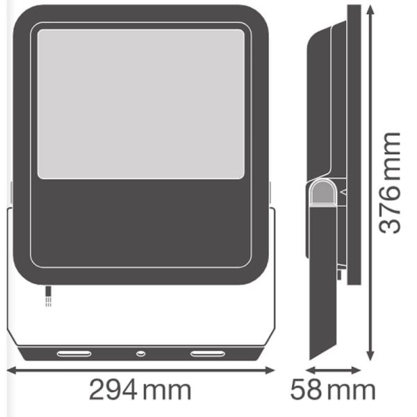 Medidas Proyector LED Negro Exterior 133W - 200 - 20,000Lm IP66 Ledvance Gen4 Floodlight 200 FL 200 P 133W 20KLM 6500K