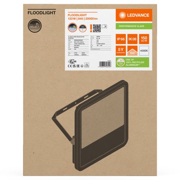 Proyector LED Exterior Blanco 133W - 200 - 20,000Lm IP66 Ledvance Gen4 FL 200 P 133W 20KLM 4000K