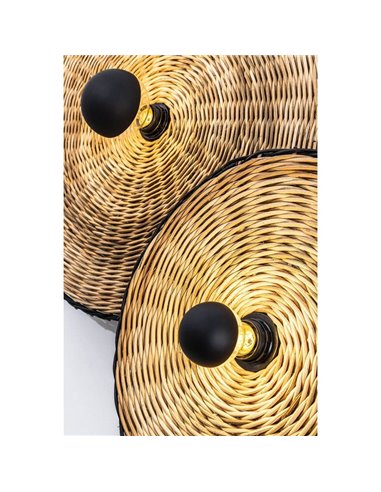Aplique COSTAS com base curta em rattan preto, grande, E27 ø600*70mm