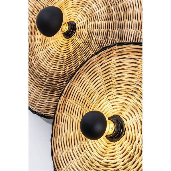 Aplique COSTAS com base curta em rattan preto, grande, E27 ø600*70mm