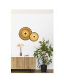 Aplique de pared con base negra corta de ratán COSTAS, grande, E27 ø600*70mm