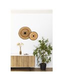 Aplique de pared con base negra corta de ratán COSTAS, grande, E27 ø600*70mm