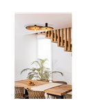 Aplique de pared con base negra corta de ratán COSTAS, grande, E27 ø600*70mm