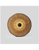 Aplique de pared con base negra corta de ratán COSTAS, grande, E27 ø600*70mm