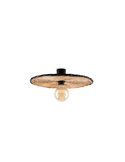 Aplique de pared con base corta negro de ratán COSTAS, pequeño, E27 ø400*70mm