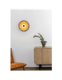 Aplique de pared con base corta negro de ratán COSTAS, pequeño, E27 ø400*70mm