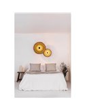 Aplique de pared con base corta negro de ratán COSTAS, pequeño, E27 ø400*70mm