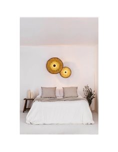 Applique COSTAS avec pied court en rotin noir, petite, E27 ø400*70mm 2