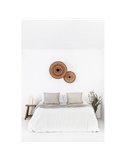 Aplique de pared con base corta negro de ratán COSTAS, pequeño, E27 ø400*70mm