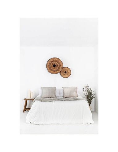 Aplique de pared con base corta negro de ratán COSTAS, pequeño, E27 ø400*70mm