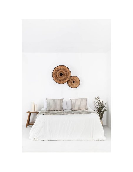 Aplique de pared con base corta negro de ratán COSTAS, pequeño, E27 ø400*70mm