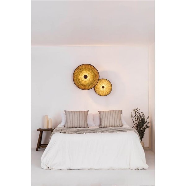 Aplique COSTAS com base longa em rattan preto, grande, E27 ø600*140mm