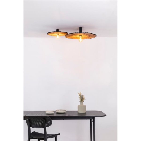 Aplique COSTAS com base longa em rattan preto, grande, E27 ø600*140mm