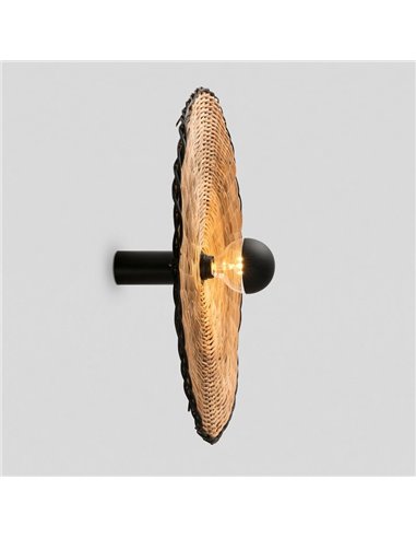 Aplique COSTAS com base longa em rattan preto, grande, E27 ø600*140mm