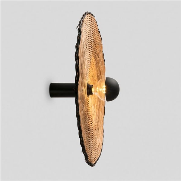 Aplique COSTAS com base longa em rattan preto, grande, E27 ø600*140mm