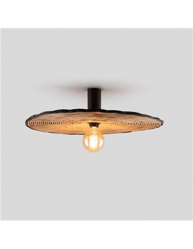 Aplique con base negra larga de ratán COSTAS, grande, E27 ø600*140mm