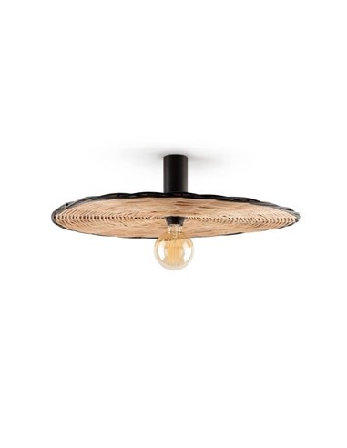 Aplique con base negra larga de ratán COSTAS, grande, E27 ø600*140mm
