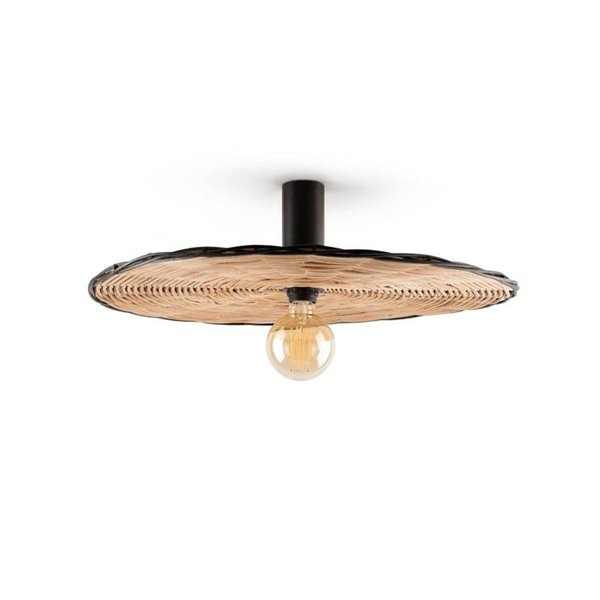 Aplique con base negra larga de ratán COSTAS, grande, E27 ø600*140mm