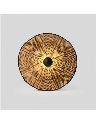 Aplique con base negra larga de ratán COSTAS, grande, E27 ø600*140mm