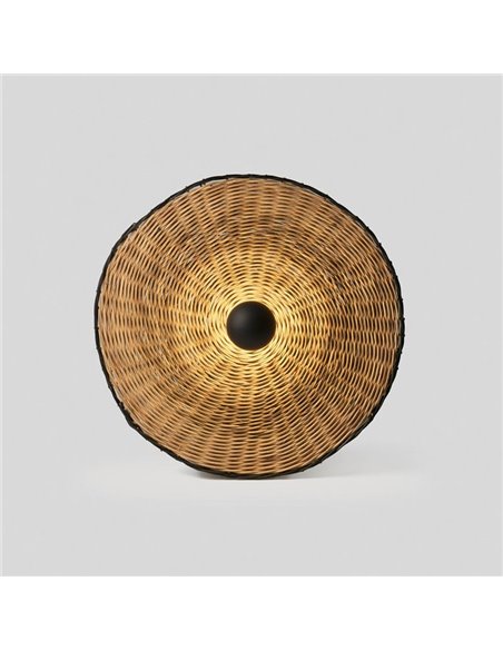 Aplique con base negra larga de ratán COSTAS, grande, E27 ø600*140mm