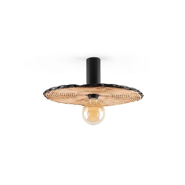 Aplique con base negra larga de ratán COSTAS, pequeño, E27 ø400*140mm