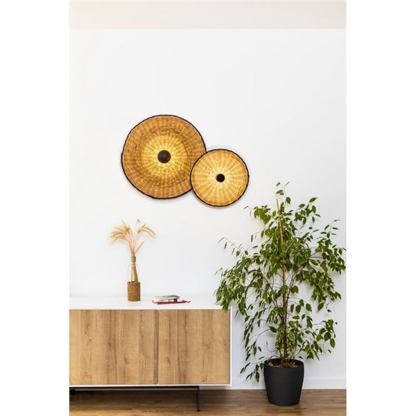 Applique COSTAS avec socle long en rotin noir, petite, E27 ø400*140mm